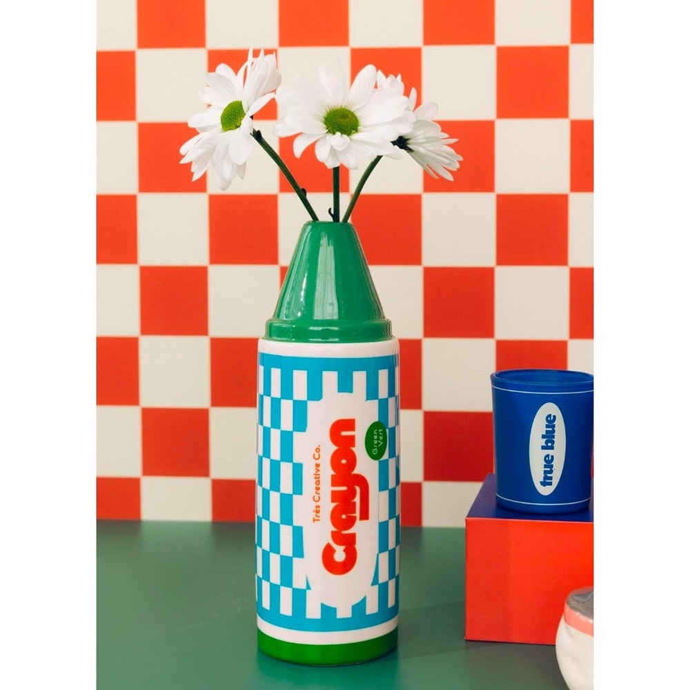 Ban.do x Trés Creative Co. Crayon Vase NWT Colorful Ceramic Art‎ Green Kitsch